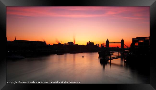 Tower Bridge and River Thames at dawn, London, England, UK Framed Print by Geraint Tellem ARPS