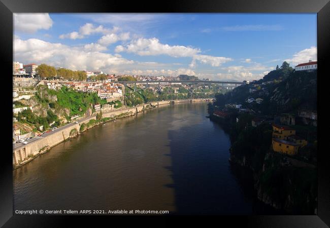 Douro River and Central Porto from Ponte D. Luis, Portugal Framed Print by Geraint Tellem ARPS