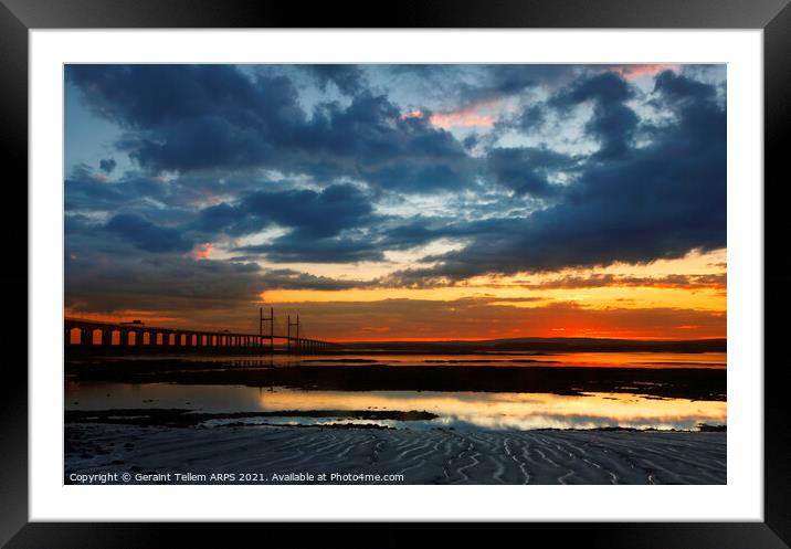 Prince of Wales Bridge and Welsh Coast from Severn Beach, South Gloucestershire, England, UK Framed Mounted Print by Geraint Tellem ARPS
