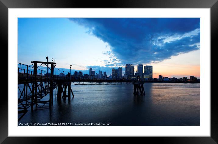 Canary Wharf from Greenwich Peninsula, London, UK Framed Mounted Print by Geraint Tellem ARPS