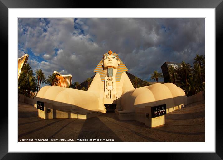 Great Sphinx of Giza, entrance to Luxor Hotel, Las Vegas, USA Framed Mounted Print by Geraint Tellem ARPS