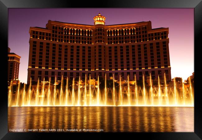 Fountains outside Bellagio Hotel, Las Vegas, Nevada, USA Framed Print by Geraint Tellem ARPS