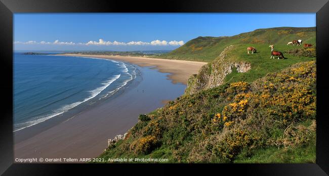 Rhossili Beach, Gower, South Wales Framed Print by Geraint Tellem ARPS