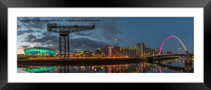 River Clyde at Night Framed Mounted Print by Kamal Purewall