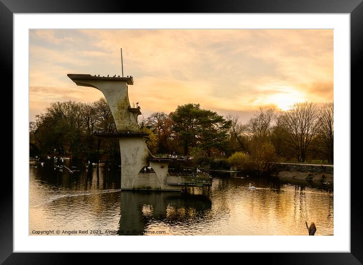 Golden Diving Board at Coate Water Framed Mounted Print by Reidy's Photos