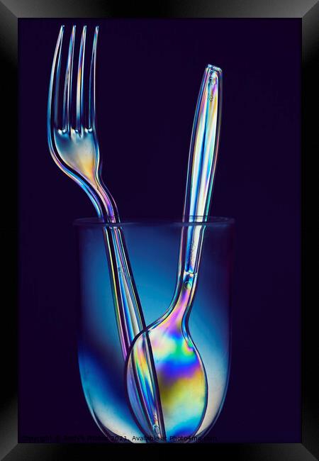 Blue Background Light Refraction Framed Print by Reidy's Photos