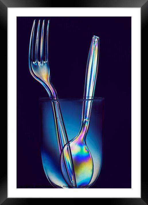 Blue Background Light Refraction Framed Mounted Print by Reidy's Photos