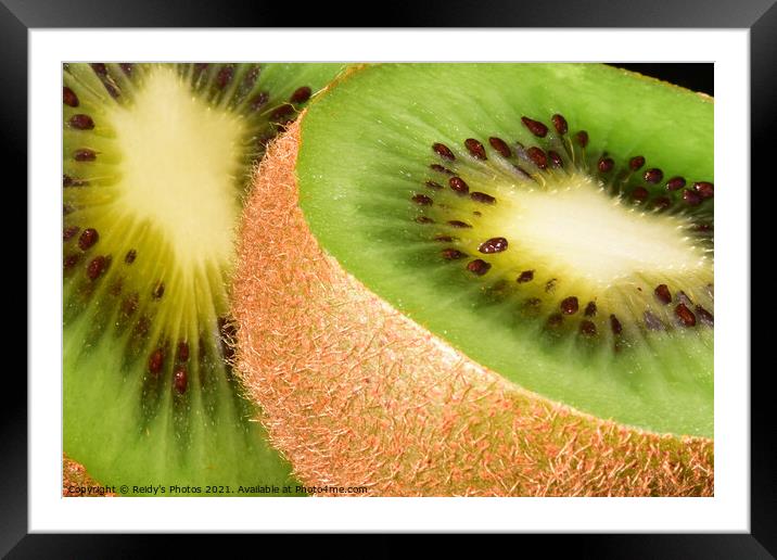 A close up of kiwi fruit Framed Mounted Print by Reidy's Photos