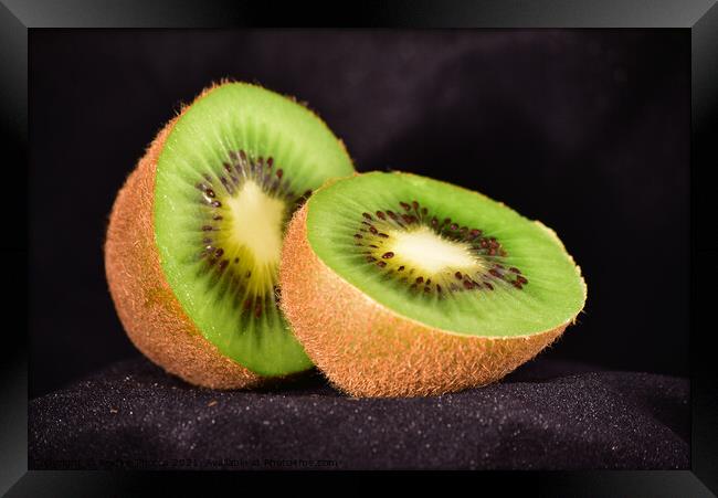 Macro Kiwi Fruit Framed Print by Reidy's Photos