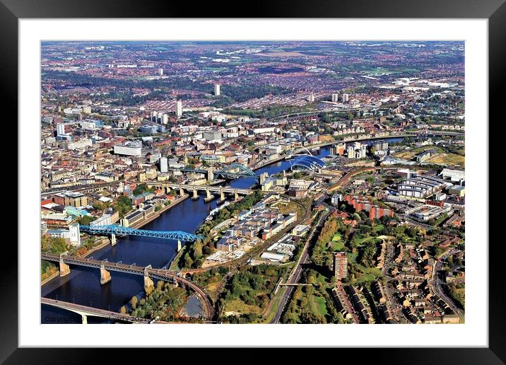 Aerial view Newcastle river-tyne bridges Framed Mounted Print by mick vardy