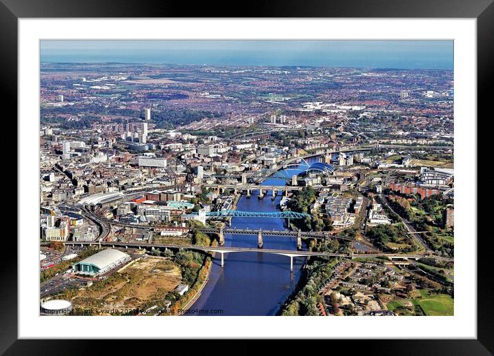 Aerial view of the North sea from Newcastle. Framed Mounted Print by mick vardy