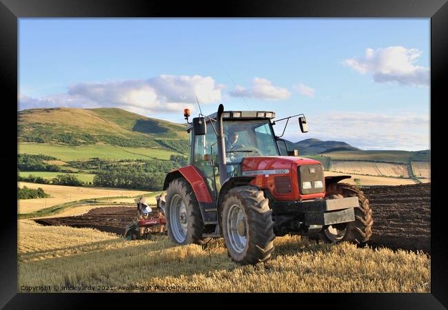 Ploughing in the Cheviot Hills Framed Print by mick vardy