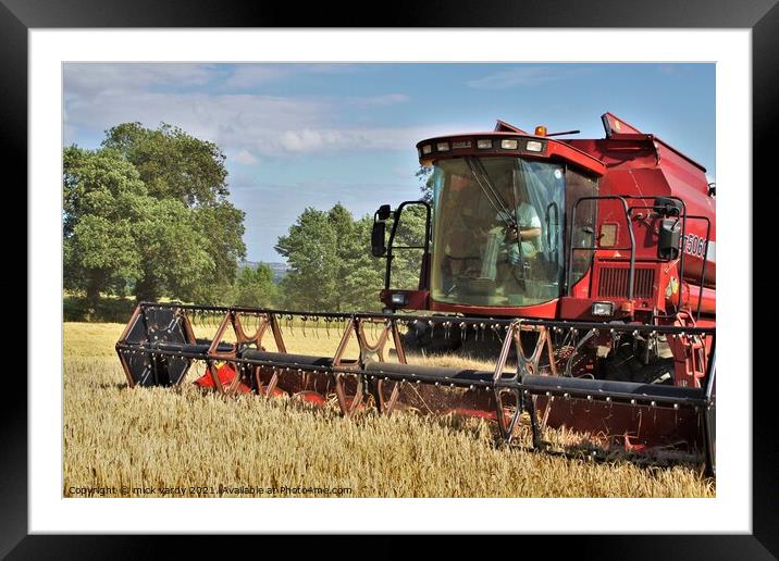 Harvesting at Wylam. Framed Mounted Print by mick vardy