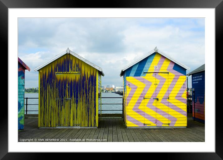 Colourful beach huts Framed Mounted Print by ANN RENFREW