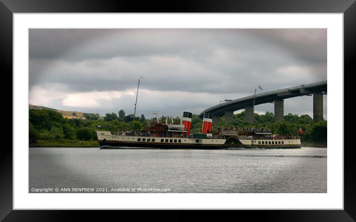 MV Waverley passing Erskine Bridge Framed Mounted Print by ANN RENFREW