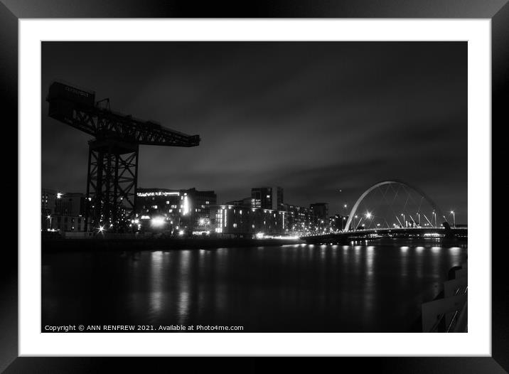 Glasgow at night. Framed Mounted Print by ANN RENFREW