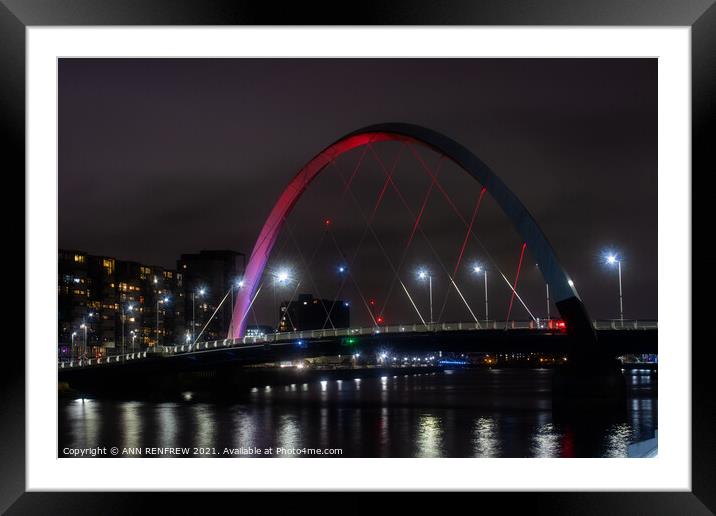 The Glasgow Squinty Bridge Framed Mounted Print by ANN RENFREW