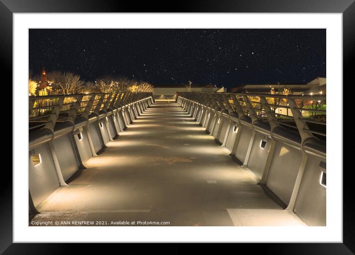 Dark Millennium Bridge  Framed Mounted Print by ANN RENFREW