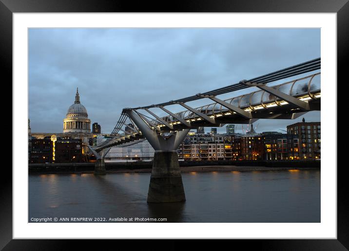 Millennium Bridge, London Framed Mounted Print by ANN RENFREW