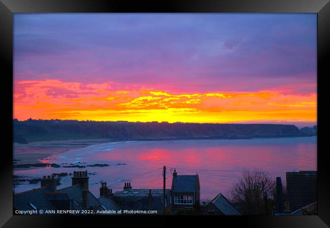 Sunset over Cullen Bay Framed Print by ANN RENFREW