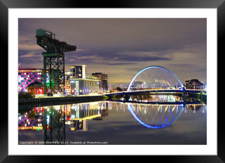 Reflections on the river Clyde Framed Mounted Print by ANN RENFREW