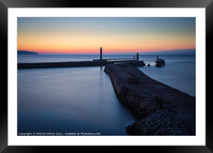Whitby  sunset 531 Framed Mounted Print by PHILIP CHALK