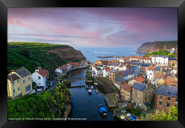 Staithes sunset 535  Framed Print by PHILIP CHALK