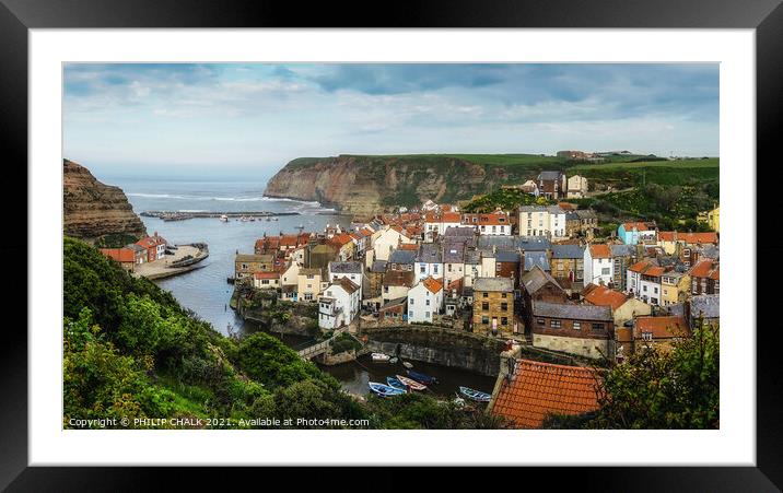 Staithes looking from cow bar 545 Framed Mounted Print by PHILIP CHALK