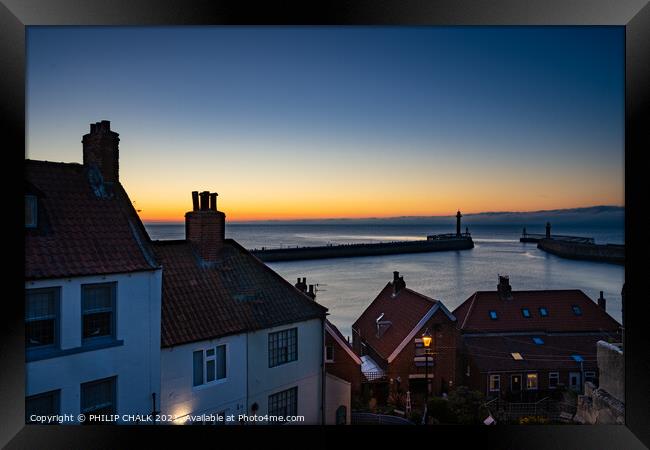 Whitby sunset from the 199 steps 546 Framed Print by PHILIP CHALK