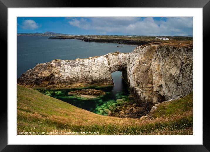 White arch (Bwa Gwyn) Rhoscolyn Anglesey Wales. 556 Framed Mounted Print by PHILIP CHALK