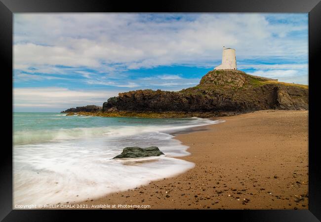 Tyr Mawy lighthouse beach scene on Anglesey 561 Framed Print by PHILIP CHALK
