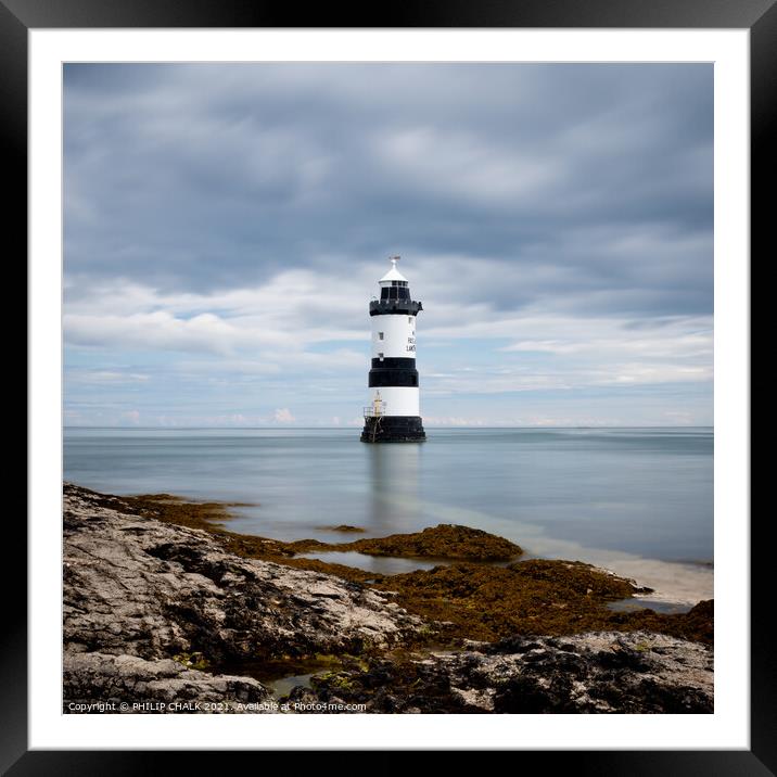 Penmon lighthouse calm 563 Framed Mounted Print by PHILIP CHALK