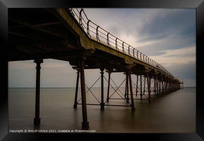 Saltburn pier calm 579 Framed Print by PHILIP CHALK