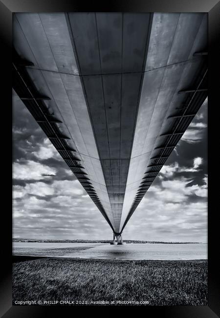 Humber suspension bridge bw 588  Framed Print by PHILIP CHALK