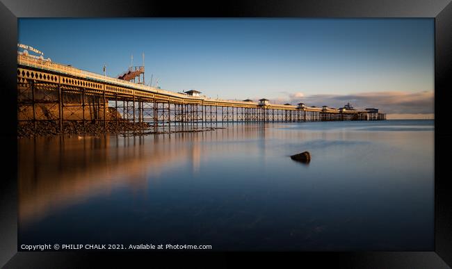Llandudno pier with the sunrise on it 617  Framed Print by PHILIP CHALK