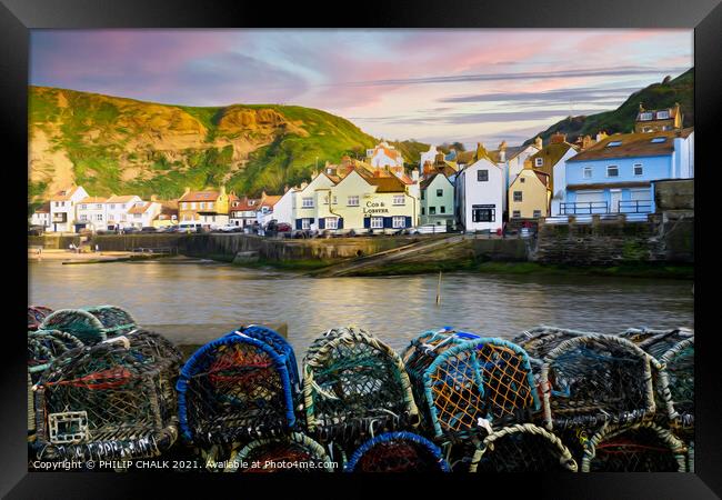 Staithes seaside town oil paint effect  637 Framed Print by PHILIP CHALK