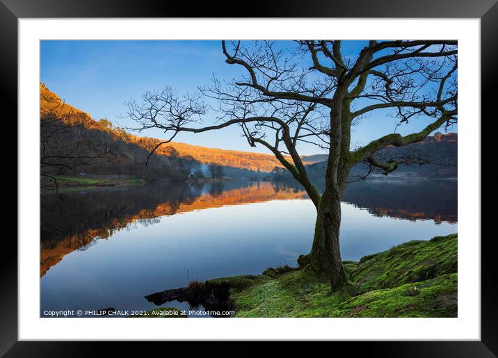 Rydal water reflections in the lake district.  662  Framed Mounted Print by PHILIP CHALK