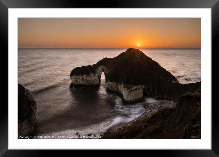 The drinking dinosaur at Flamborough lighthouse sunrise  672 Framed Mounted Print by PHILIP CHALK