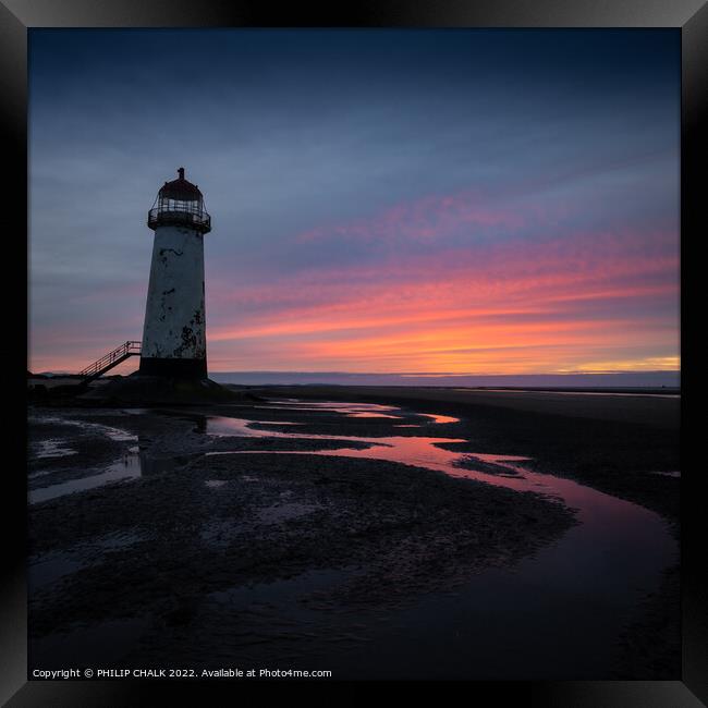Talacre lighthouse sunset Anglesey 682 Framed Print by PHILIP CHALK