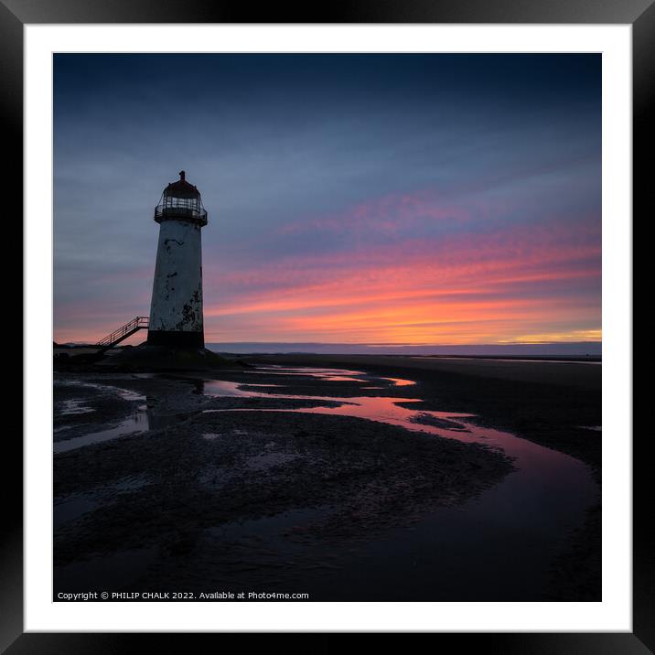 Talacre lighthouse sunset Anglesey 682 Framed Mounted Print by PHILIP CHALK