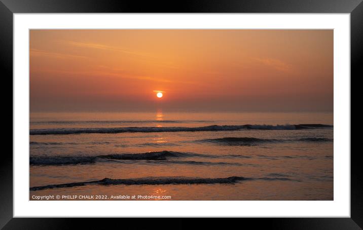 Sunrise over the ocean 697 Framed Mounted Print by PHILIP CHALK
