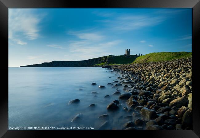 Dunstanburgh castle on the Northumberland coast 724  Framed Print by PHILIP CHALK