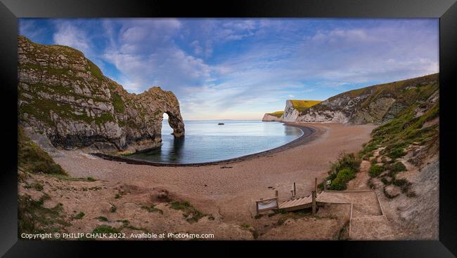 Durdle door on the Dorset coast 741 Framed Print by PHILIP CHALK