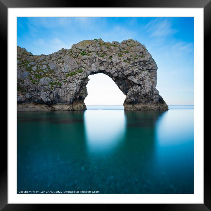  Blue Turquoise Durdle door 743 Framed Mounted Print by PHILIP CHALK
