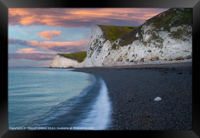 Sunset from Lulworth cove 744  Framed Print by PHILIP CHALK