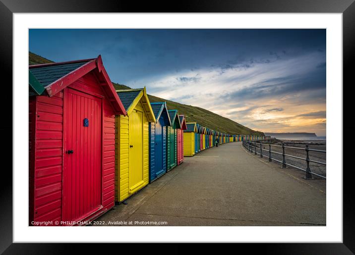 Whitby huts at sunset 762 Framed Mounted Print by PHILIP CHALK