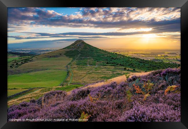 Majestic Sunset Over Roseberry Topping Framed Print by PHILIP CHALK