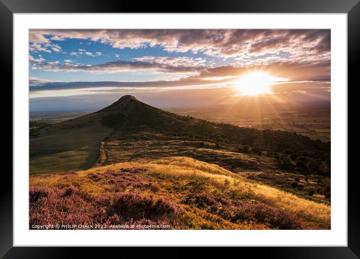 Roseberry topping sunset 783  Framed Mounted Print by PHILIP CHALK