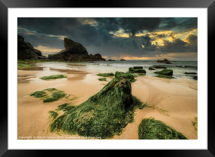 Cornish beach sunset 792 Framed Mounted Print by PHILIP CHALK