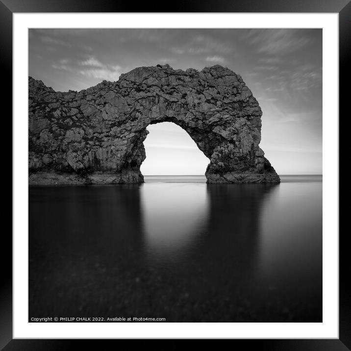 Durdle door bw 795 Framed Mounted Print by PHILIP CHALK